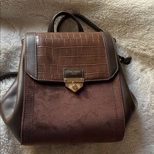 Brown Croc-Embossed Backpack